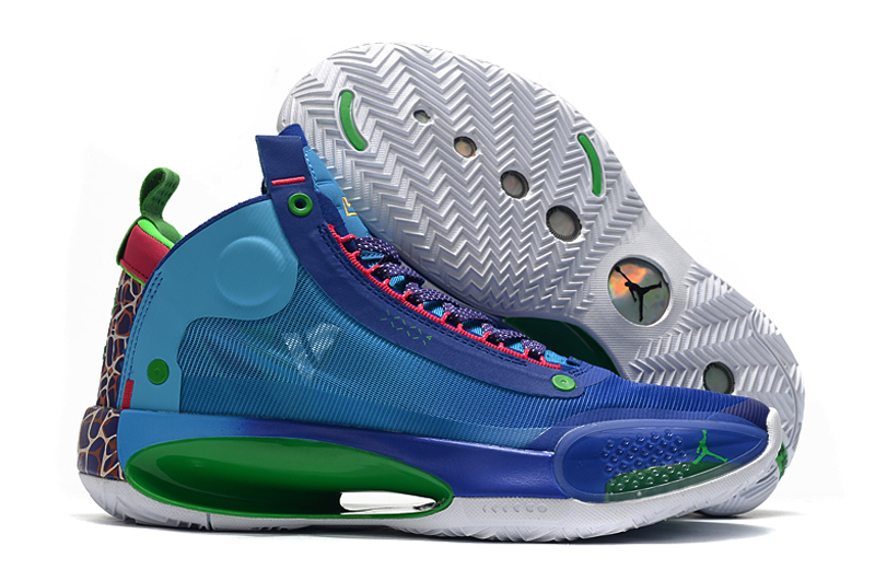 2020 Air Jordan 34 Blue Green Pink Shoes